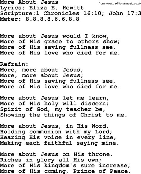 Good Old Hymns - More About Jesus - Lyrics, Sheetmusic, midi, Mp3 audio ...