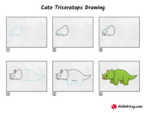 Cute Triceratops Drawing - HelloArtsy