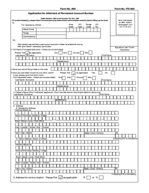 Fillable Online Application For Allotment Of Permanent Account Number