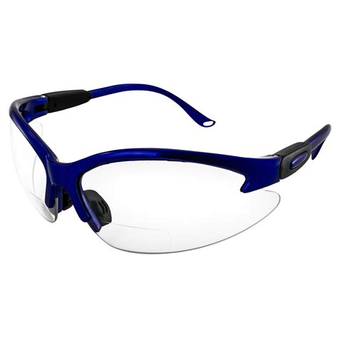 Global Vision Cougar Bifocal Safety Glasses Blue Frame Clear 20x Magnification Lens Ansi Z871