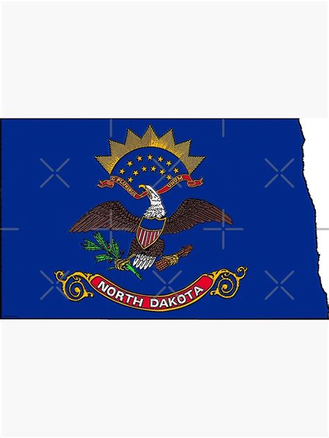 North Dakota Map With North Dakota State Flag Poster By Havocgirl