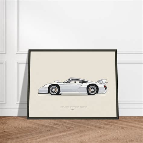 Premium Porsche 911 Gt1 Straßenversion White Poster Museum Grade