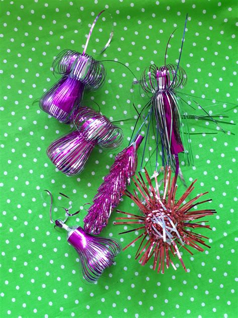 Vintage Tinsel Christmas Decorations Pink Fuchsia Cellophane - Etsy