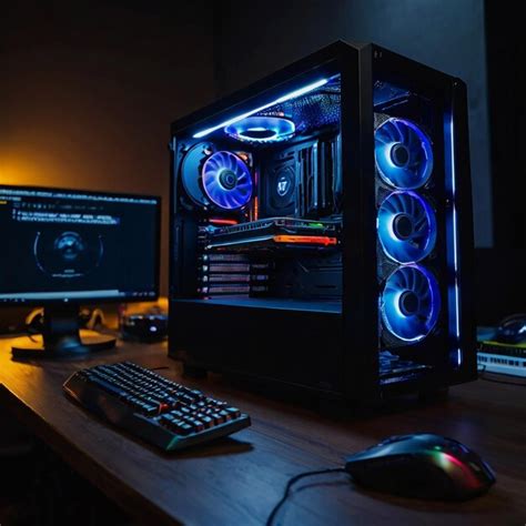 A Futuristic Gaming Pc Built From Gleaming Metallic P Premium Ai