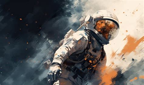 Abstract Illustration Of Astronaut Floating In Outer Space Dreamlike