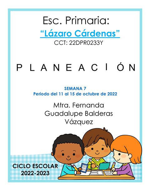 2 Planeación 1 PLANEACION DIDACTICA 2 Esc Primaria Lzaro C