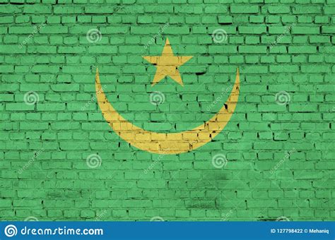 Mauritania Flag Is Painted Onto An Old Brick Wall Stock Illustration