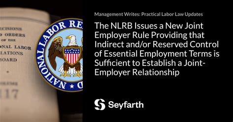 The Nlrb Issues A New Joint Employer Rule Providing That Indirect And