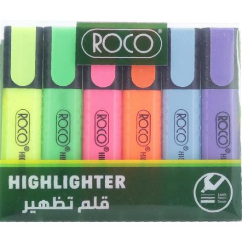 Roco Highlighter 1.2 - 5 mm Chisel Tip Assorted Color - Jarir Bookstore Qatar