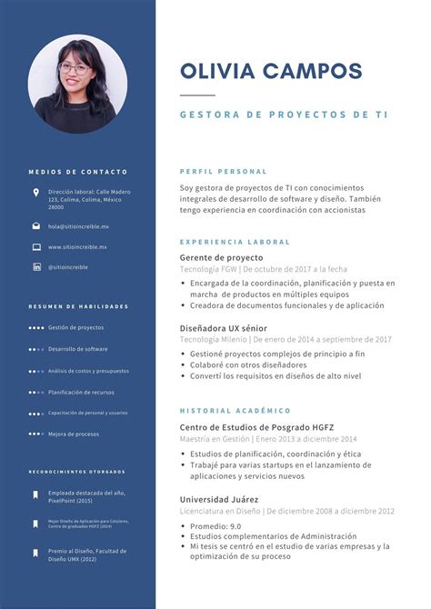 Plantillas Para Curriculum Vitae Con Foto Gratis Canva