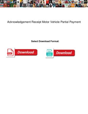 Fillable Online Acknowledgement Receipt Motor Vehicle Partial Payment