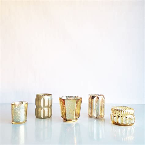 Gold Mercury Glass Votives — Otis Pearl Partywares