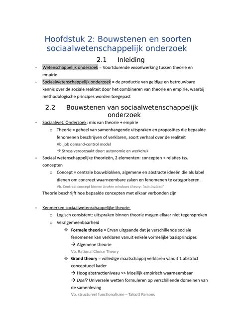 Methodologie H2 Samenvatting Hoofdstuk 2 Bouwstenen En Soorten