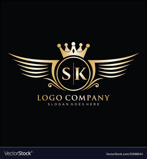 Sk letter initial with royal wing logo template Vector Image