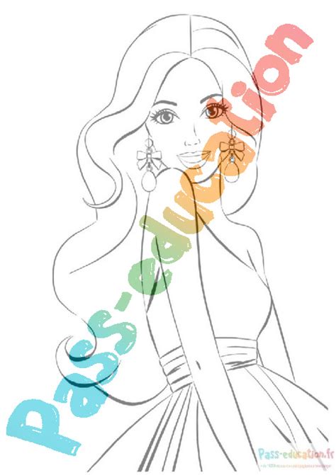 Coloriage gratuit Barbie sirène PDF à imprimer