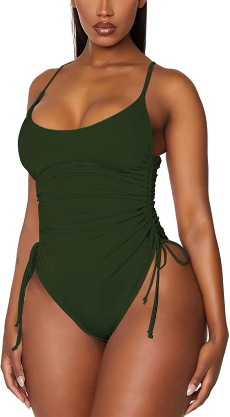 Viottiset Women S Ruched High Cut One Piece Swimsuit Tummy Control