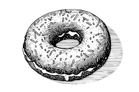 Premium Vector Tasty Donut Engraving Style Hand Drawn Ink Sketch Vector Illustration