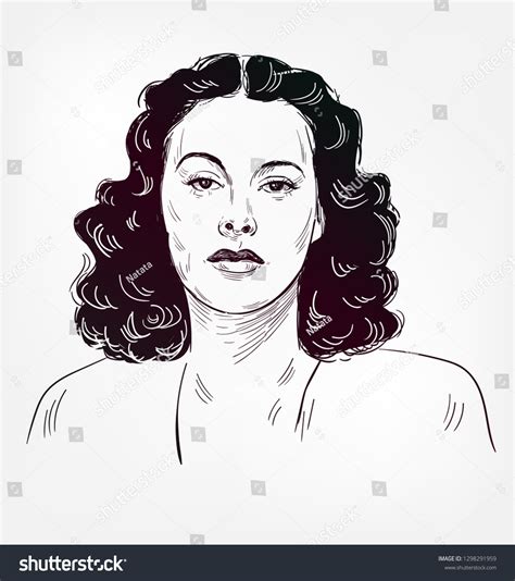 Hedy Lamarr Vector Sketch Illustration Portrait Stock Vector (Royalty ...