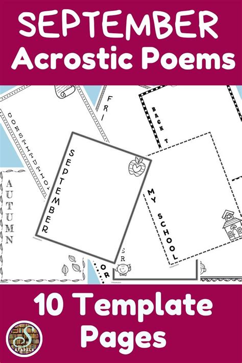 September Acrostic Poem Template Set Acrostic Poems And Cover Pages