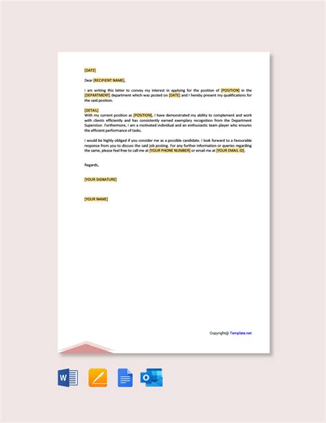 Letter Of Interest For Internal Job Posting Template In Google Docs