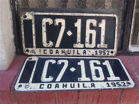 JUEGO DE PLACAS ANTIGUAS DE COAHUILA DEL AÑO 1952 EN EXCELENTES