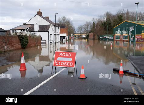 Bredon Road In Tewkesbury Gloucestershire Closed Due To Flooding