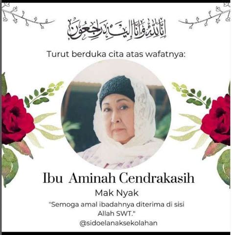 Aminah Cendrakasih Mak Nyak Si Doel Anak Sekolahan Meninggal Dunia