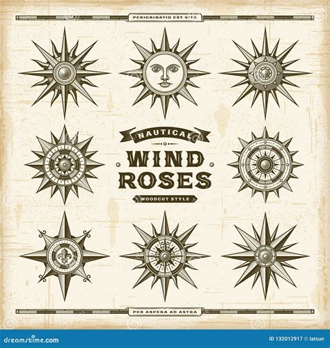 Vintage Nautical Wind Roses Set Stock Vector Illustration Of Eps10 Nautical 132012917