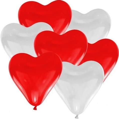 Tk Lot De Ballon Coeur Mix Blanc Et Rouge Melang Baudruche