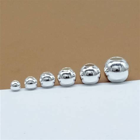 Sterling Silver Round Ball Beads 925 Silver Round Beads Etsy