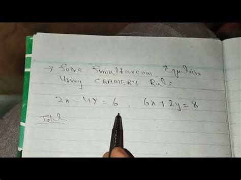 Solving Simultaneous Equations Using Cramer S Rule Method Youtube