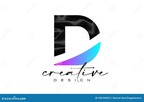 Black Silk Letter D Logo Design With Textile Material Texture And