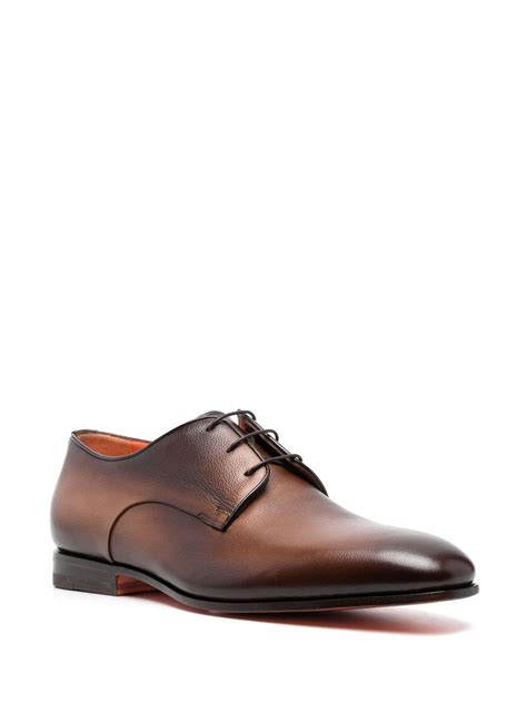 Santoni Lace Up Leather Derby Shoes Brown FARFETCH