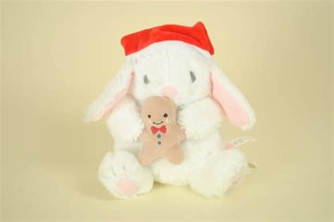 Peluche Lapin Blanc Bonnet Rouge Mannele Noel Sergent Major