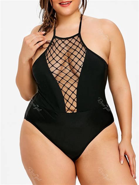 [42 Off] Plus Size Halter Neck Swimwear Rosegal