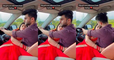 Indian Wife Sleeps On Husbands Lap While He Drives Suv Video Goes Viral