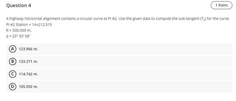 Solved A Highway Horizontal Alignment Contains A Circul