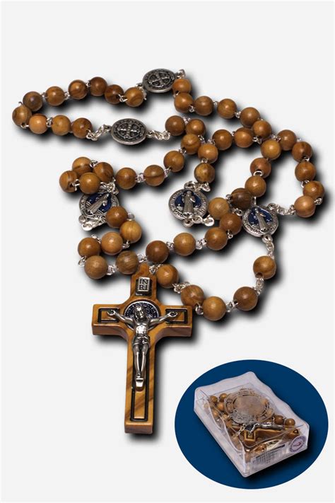 Wooden Rosary With Saint Benedict Medal Made In Italy R2 115219