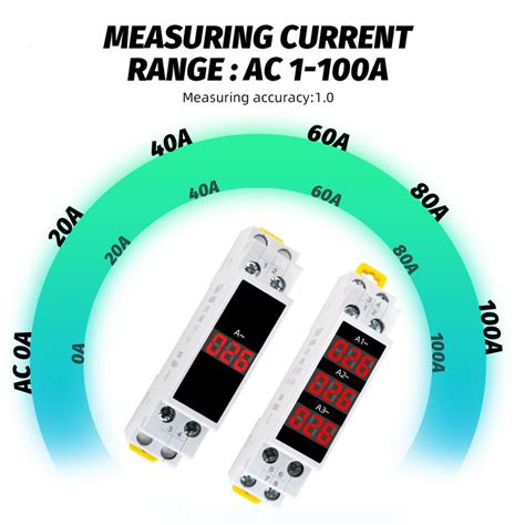 Din Rail Mount Three Phase Ampere Meter Ac 1 100A Mini Modular Current