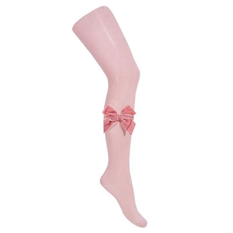 Condor Dusky Pink Velvet Bow Tights Millie And John