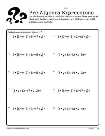 Worksheet Of Algebraic Expression - Worksheets For Kindergarten