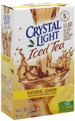 Crystal Light Iced Tea, Natural Lemon Flavor Tea Mix - 3.8 oz ...