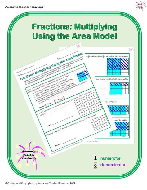 Fractions Multiplying Using The Area Model Worksheet Understanding