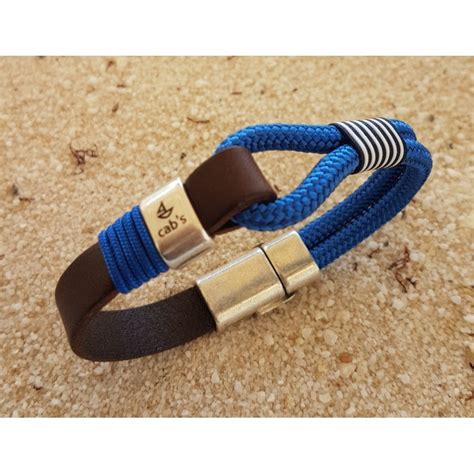 Pulsera Marina Beach Sail Pulsera Con Cuero Cabo N Utico Azul Y