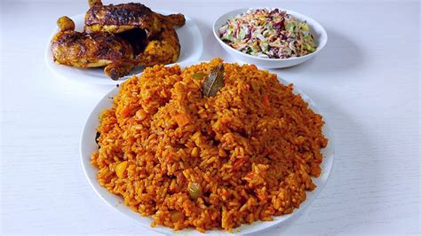 Jollof Rice Recipe With Grilled Chicken And Coleslaw 3 In 1 Youtube