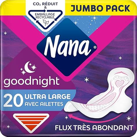 Nana Ultra Goodnight Large Serviettes Hygiéniques Pour La Nuit Flux