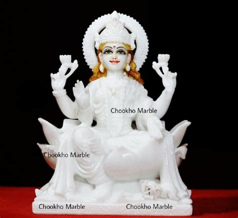 Plain Hindu White Marble Laxmi Mata Statue For Temple Size X X