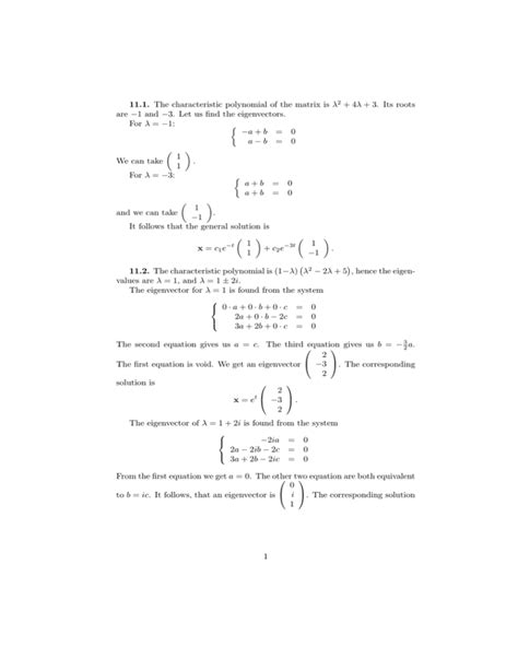 11 1 The characteristic polynomial of the matrix is λ