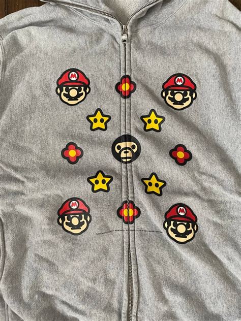 Bape 2008 Bape Baby Milo X Mario Bros Monogram Fullzip Hoodie Grailed