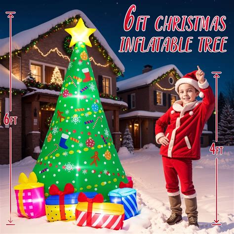 6ft Inflatable Christmas Tree With Led Light Popfun